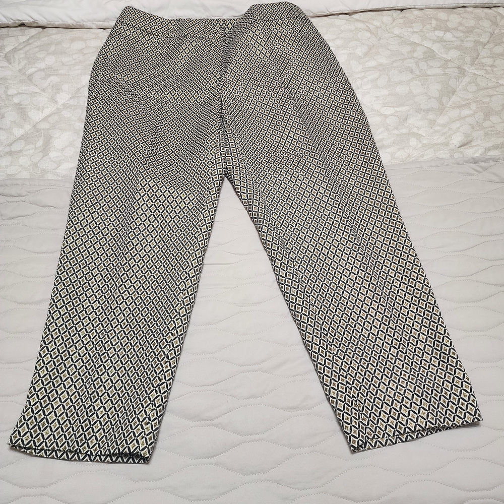 Talbots Black White Gold Geometric Pattern Pants Plus 18W NWT